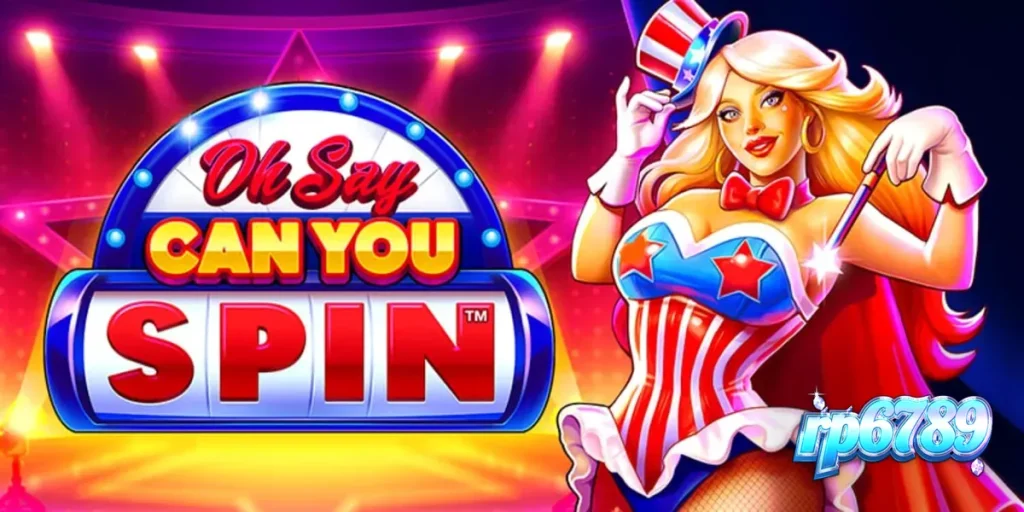 Tampilan visual slot Oh Say Can You Spin dengan tema patriotik dan lampu kuis yang meriah
